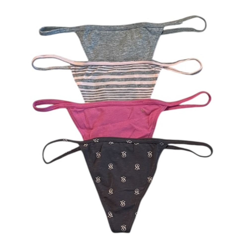 #3-Victoria's Secret 4-Pack Pink & Gray String Bikinis Wo…